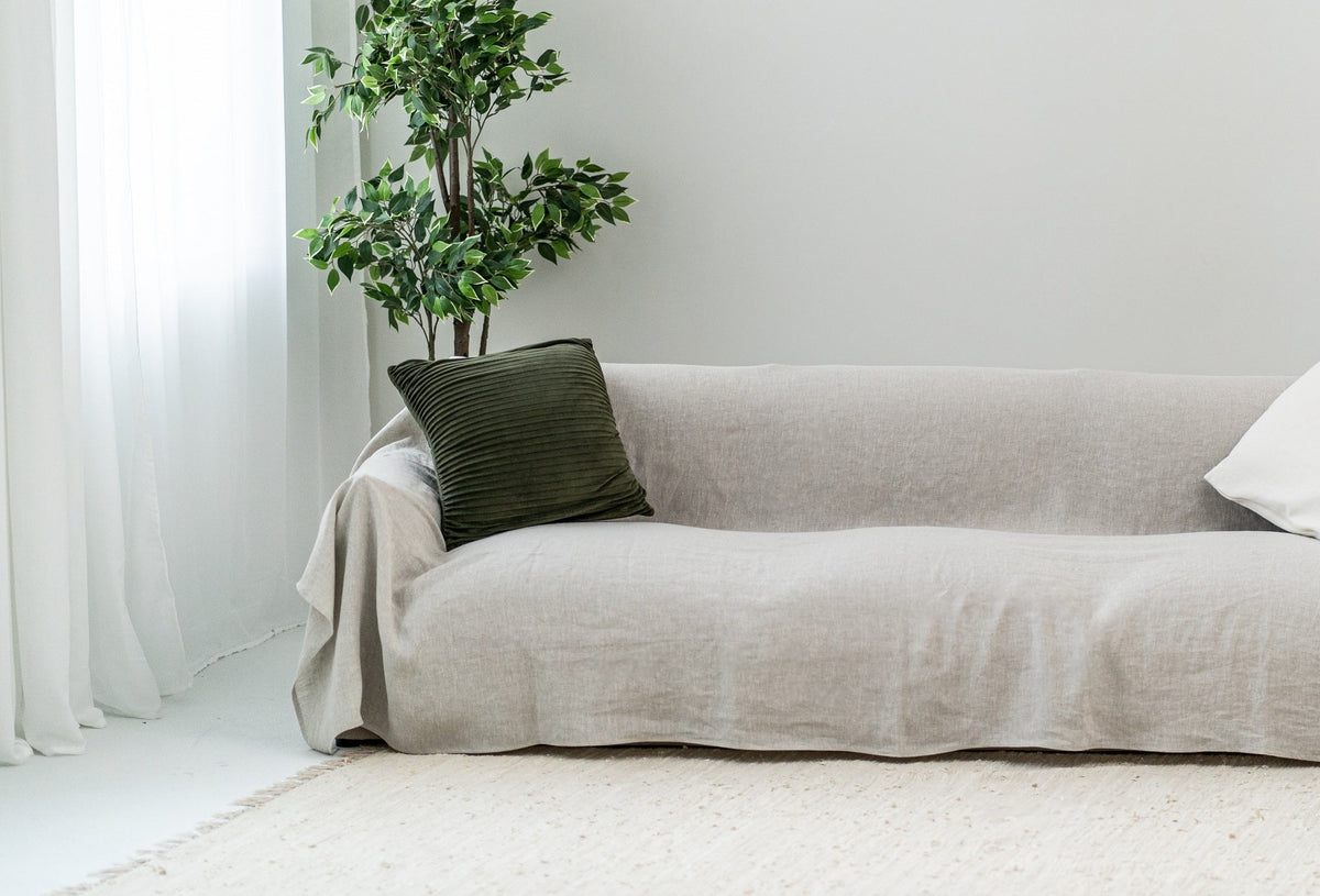 Breathable Linen Custom Fitted Couch Cover • Easy Linen