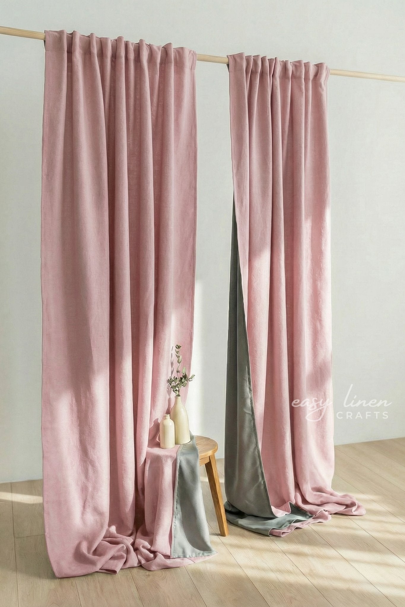 Linen Blackout Curtain in Blush Pink Color (1 Panel)