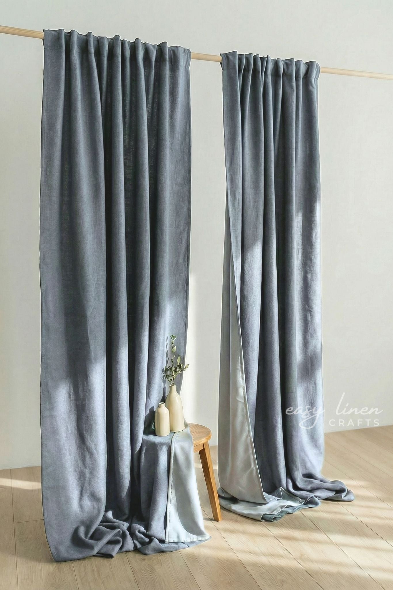 Linen Blackout Curtain in Dark Gray Color (1 Panel)