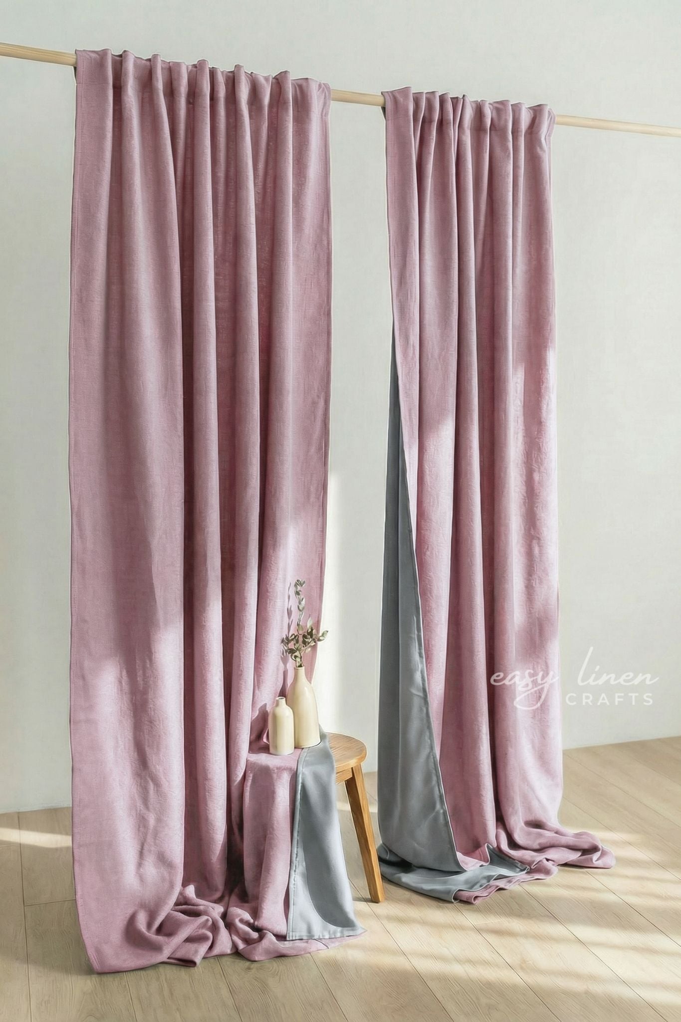 Linen Blackout Curtain in Dusty Rose Color (1 Panel)