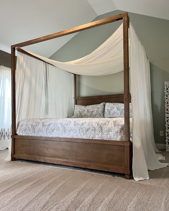 linen curtain panels for canopy bed, linen baldachin
