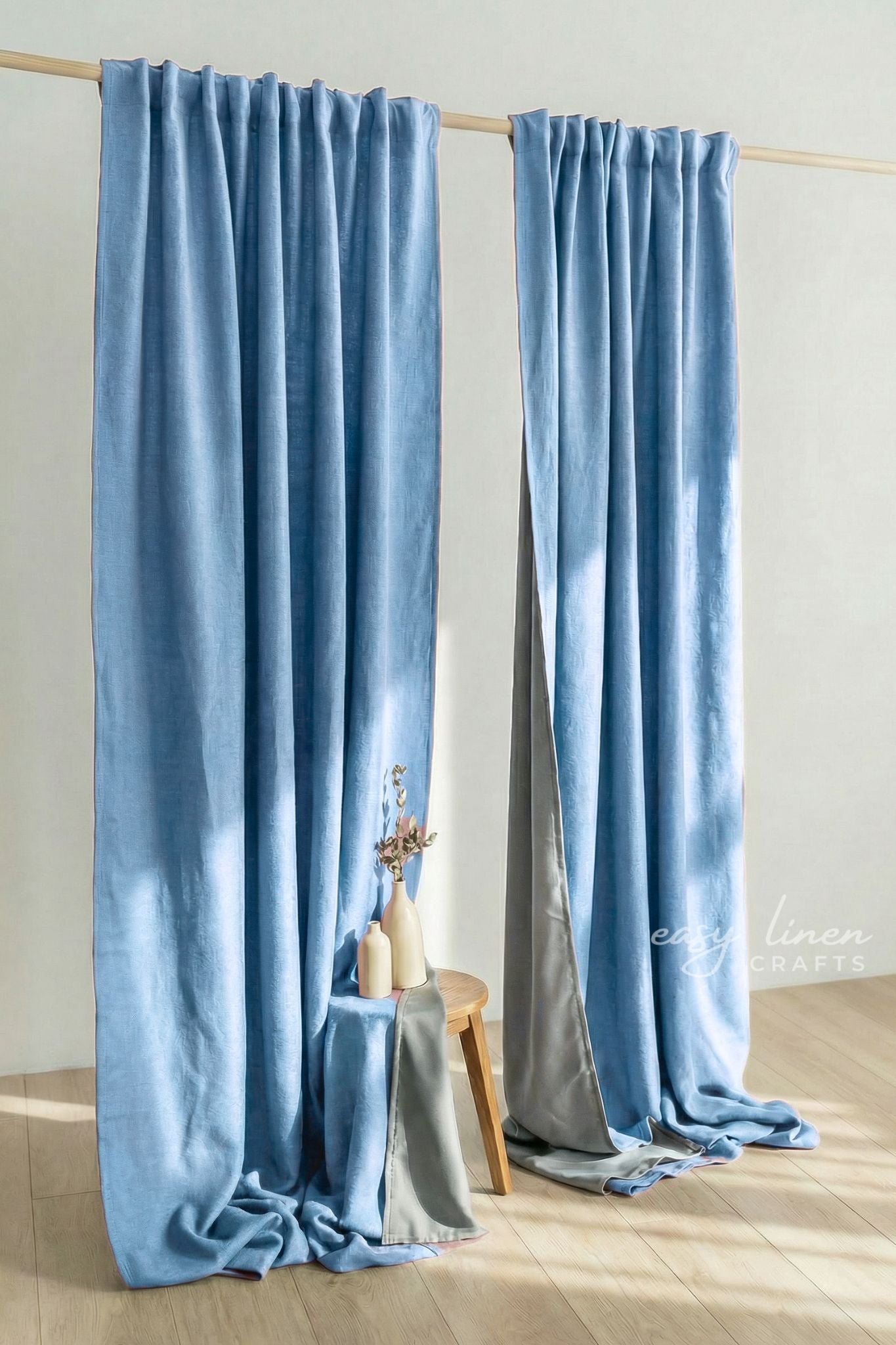 Linen Blackout Curtain in Light Blue Color (1 Panel)
