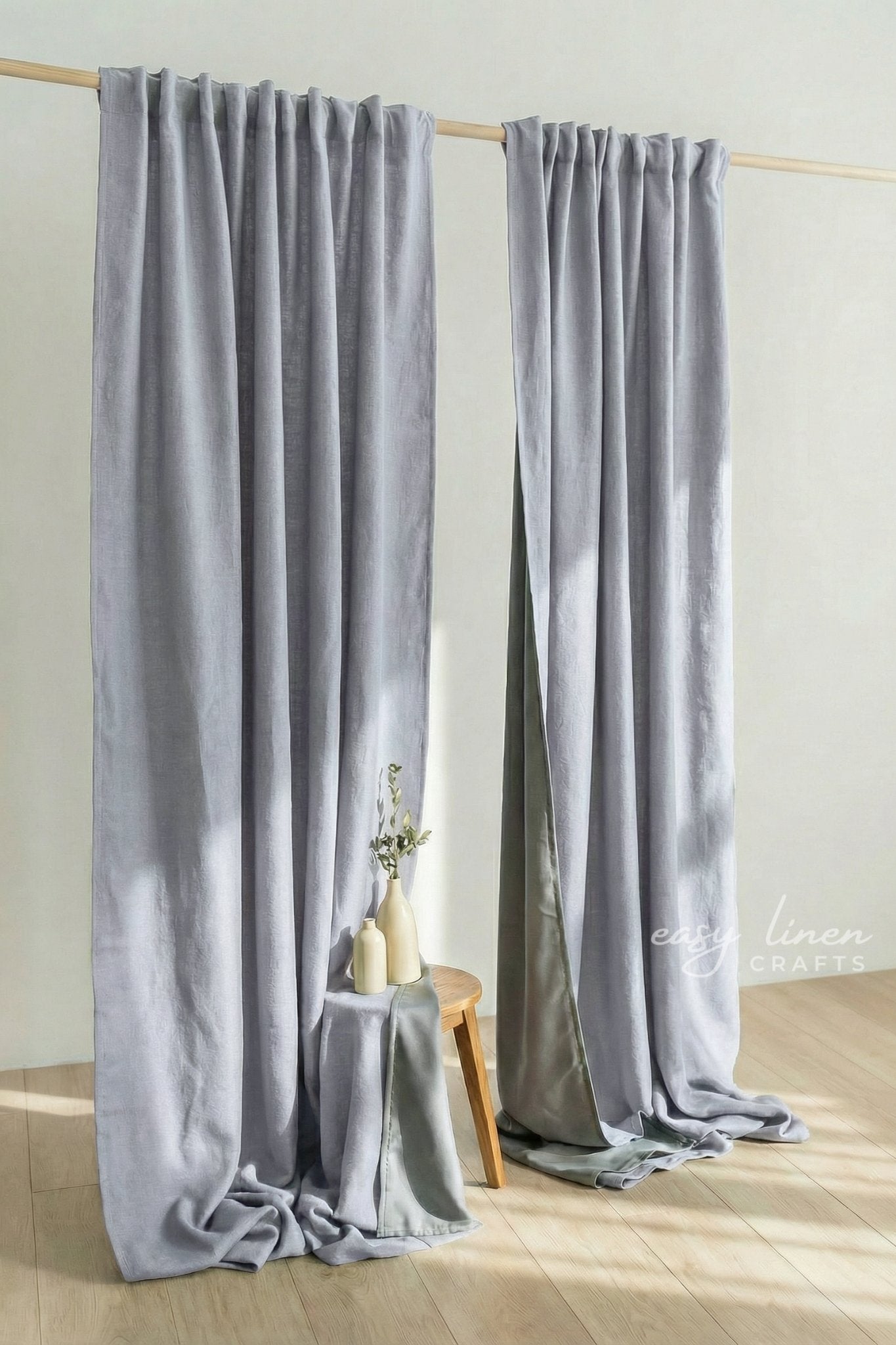 Linen Blackout Curtain in Light Gray Color (1 Panel)