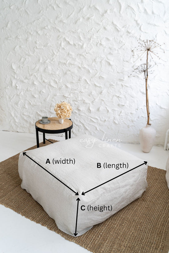 Linen ottoman cover in various colors. Custom sizes available - Easy Linen Crafts