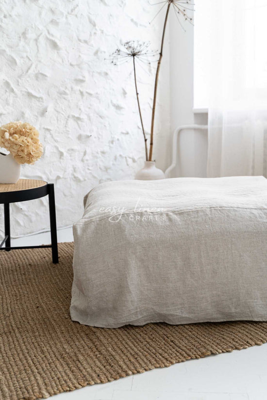 Linen ottoman cover in various colors. Custom sizes available - Easy Linen Crafts