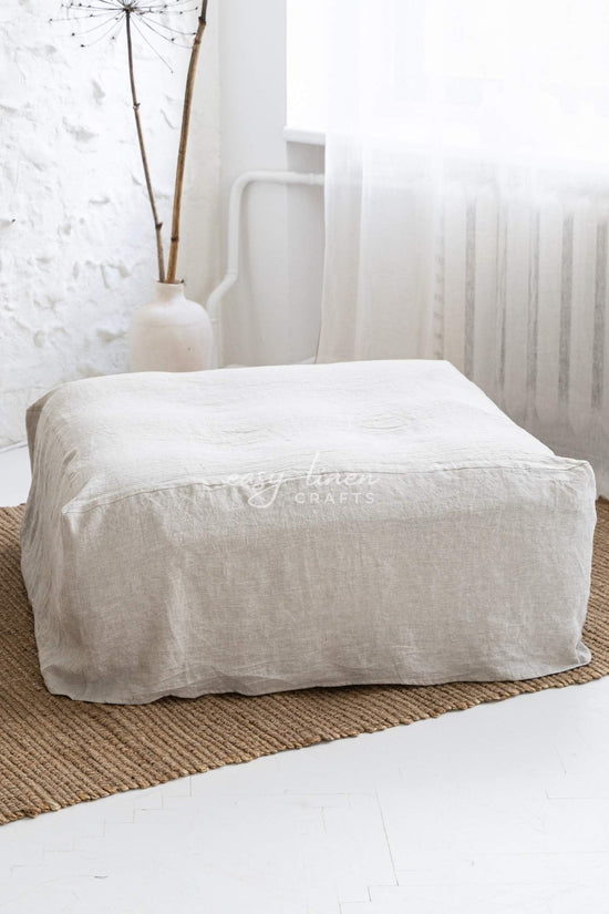 Linen ottoman cover in various colors. Custom sizes available - Easy Linen Crafts