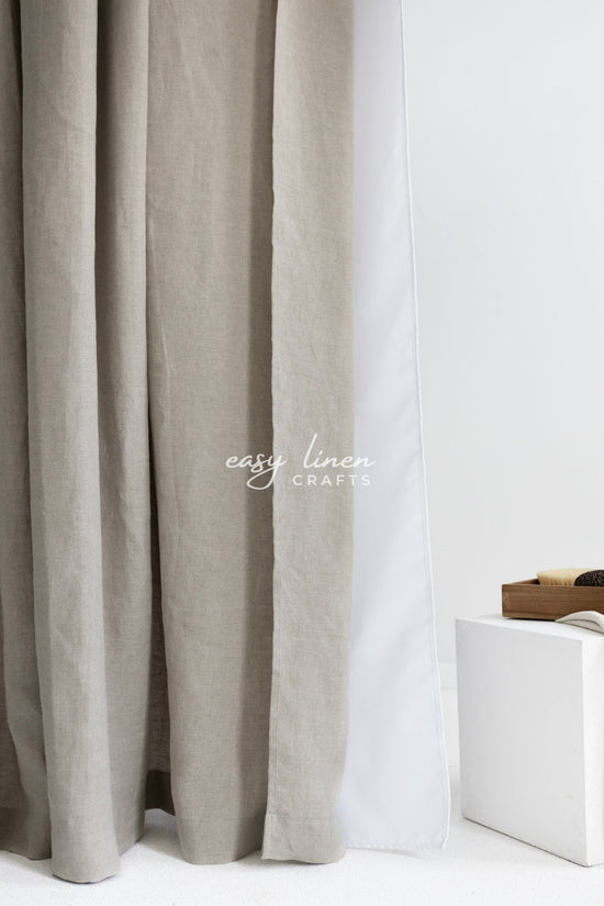 Beige linen shower curtain
