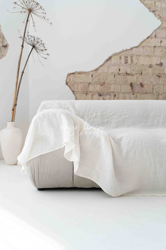 Linen couch cover in Off White color. Custom sizes available