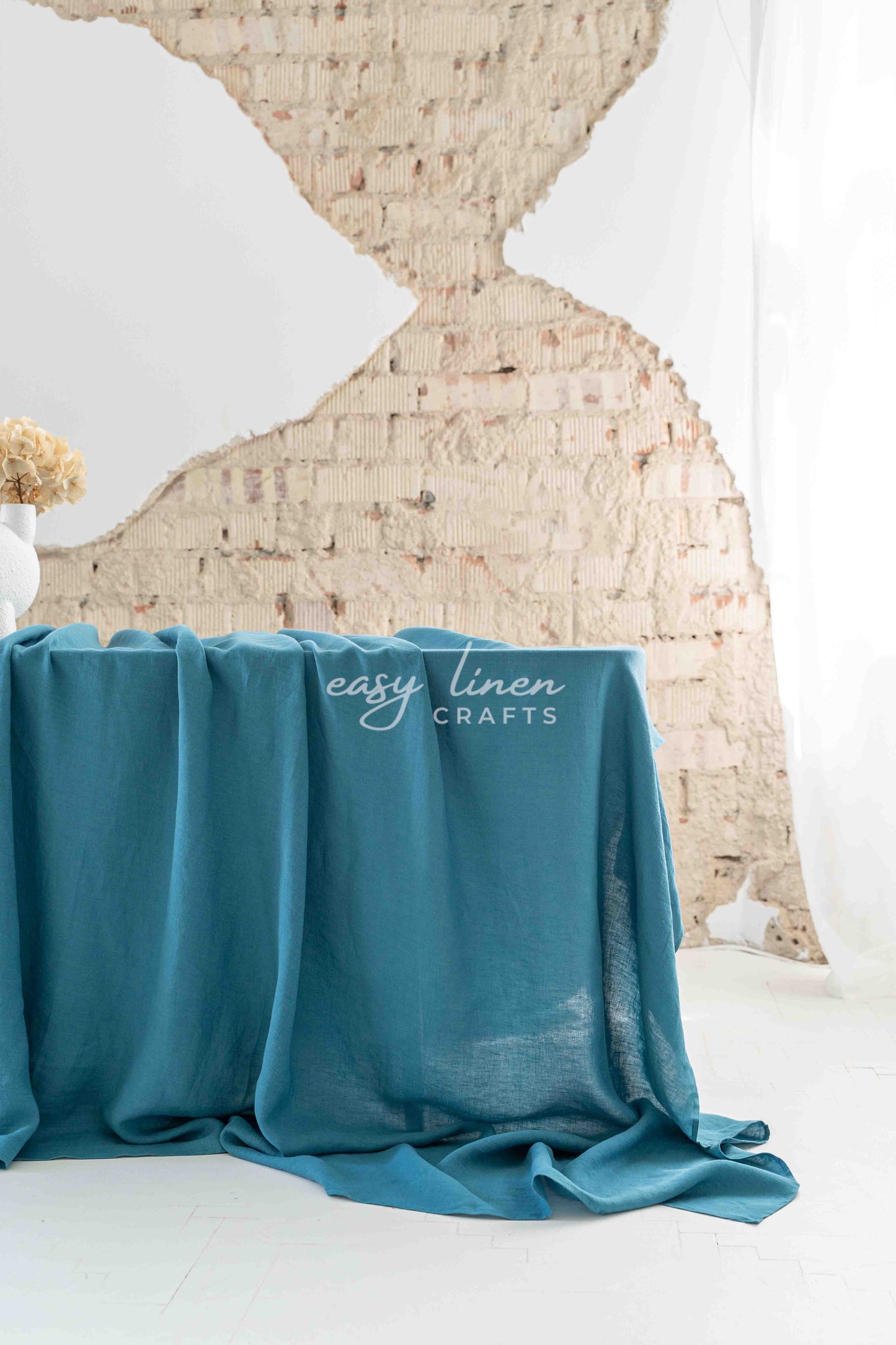 Linen tablecloth in Blue color. Custom sizes available - Easy Linen Crafts