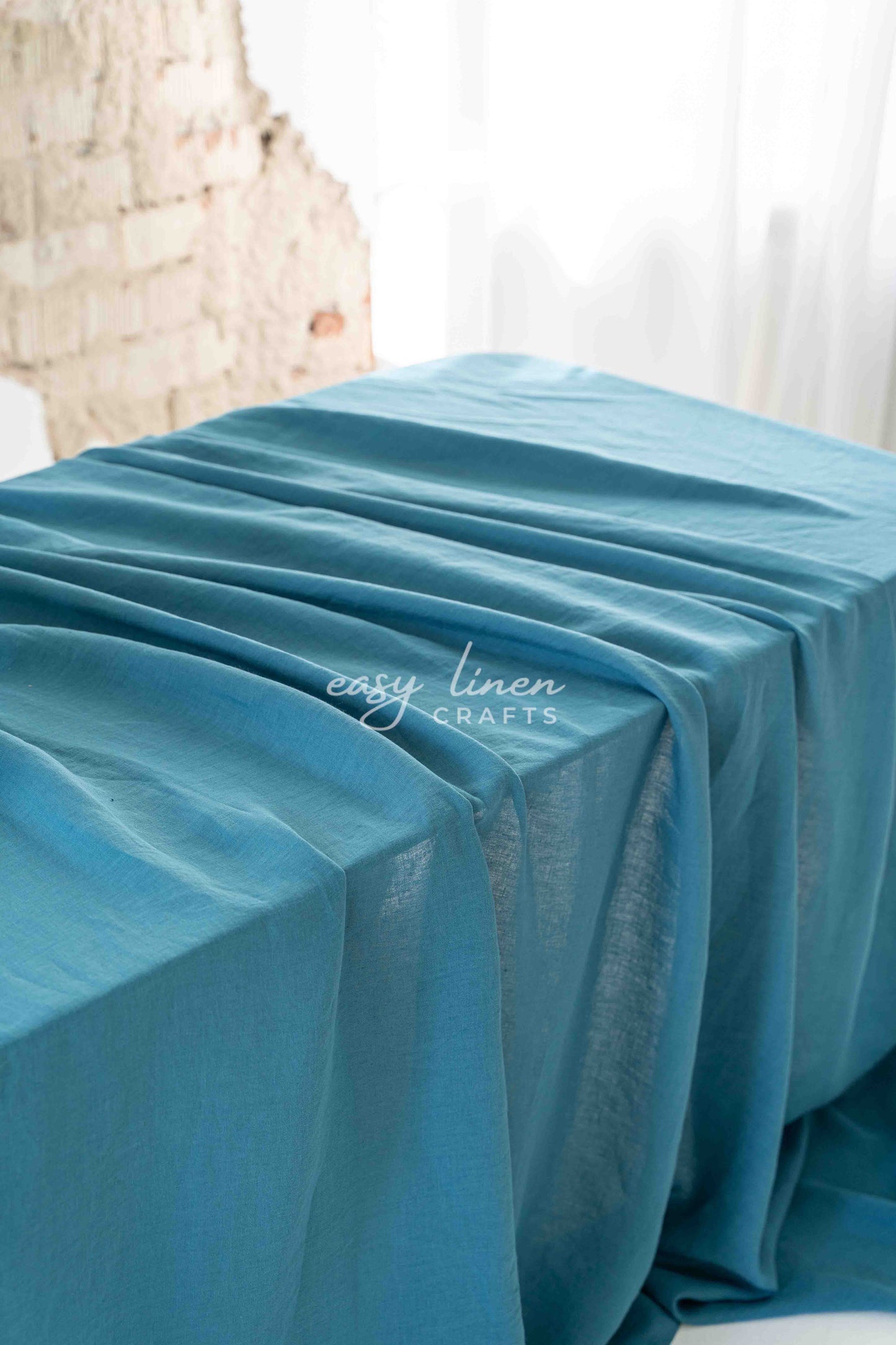 Linen tablecloth in Blue color. Custom sizes available - Easy Linen Crafts