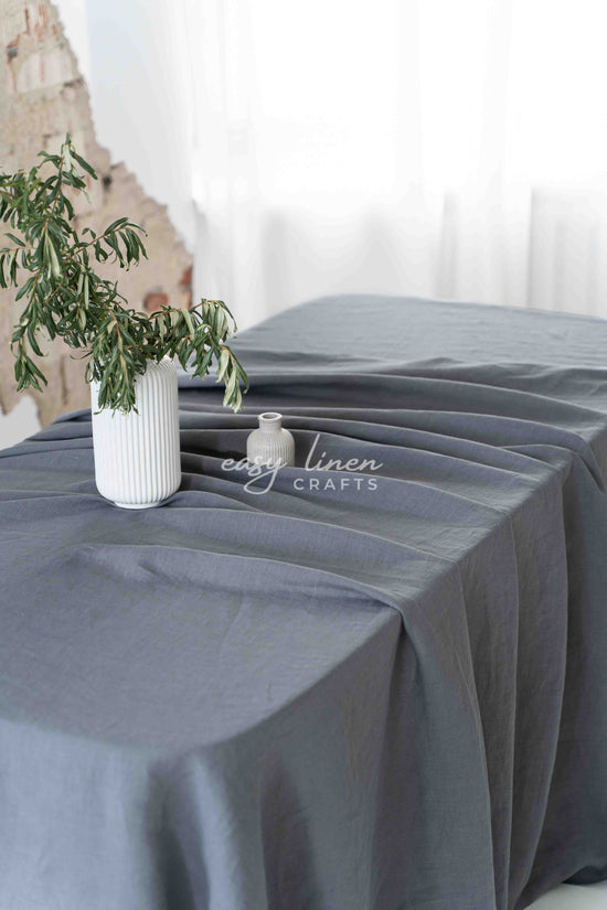 Linen tablecloth in Dark Gray color.