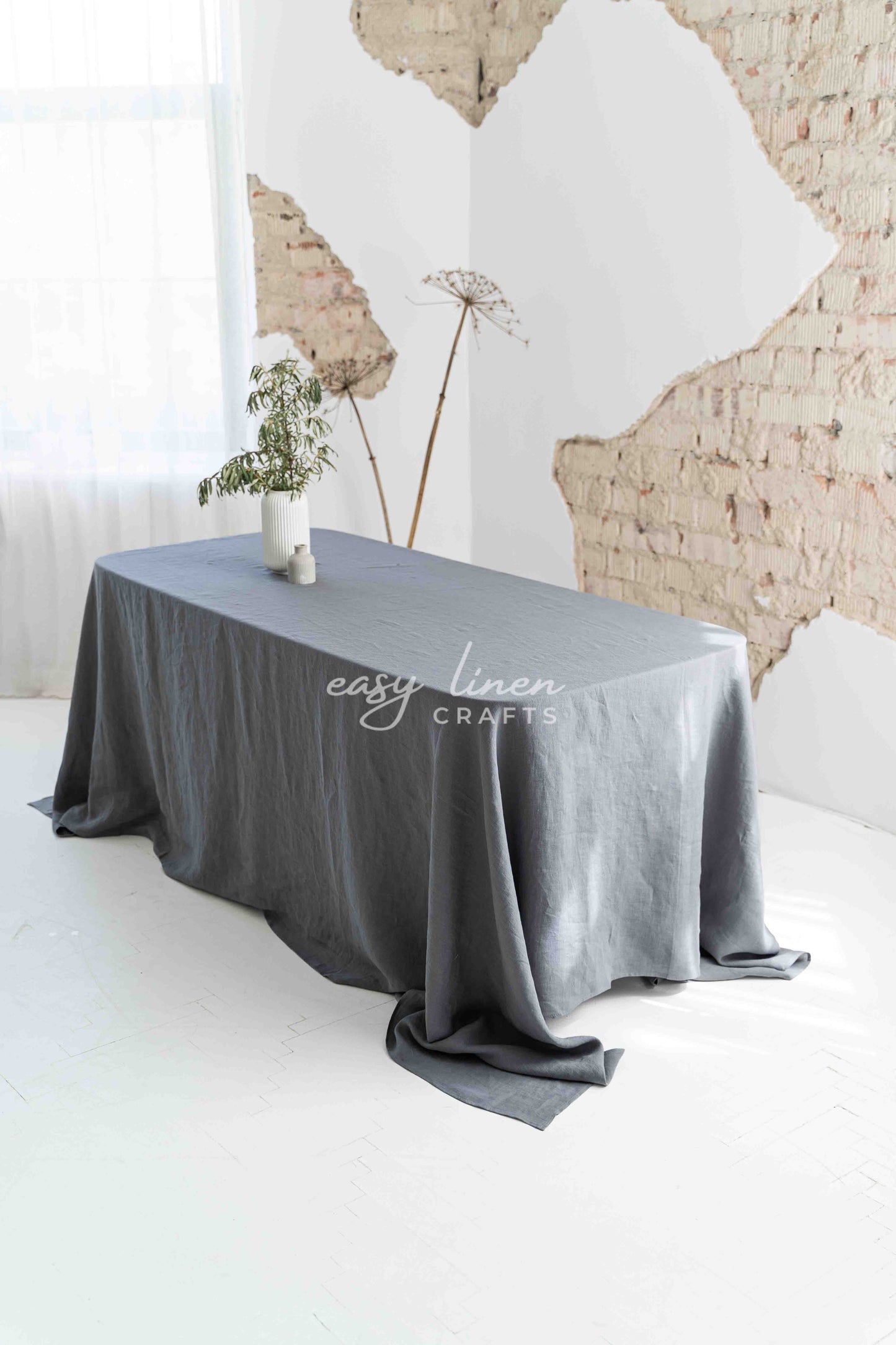 Linen tablecloth in Dark Gray color