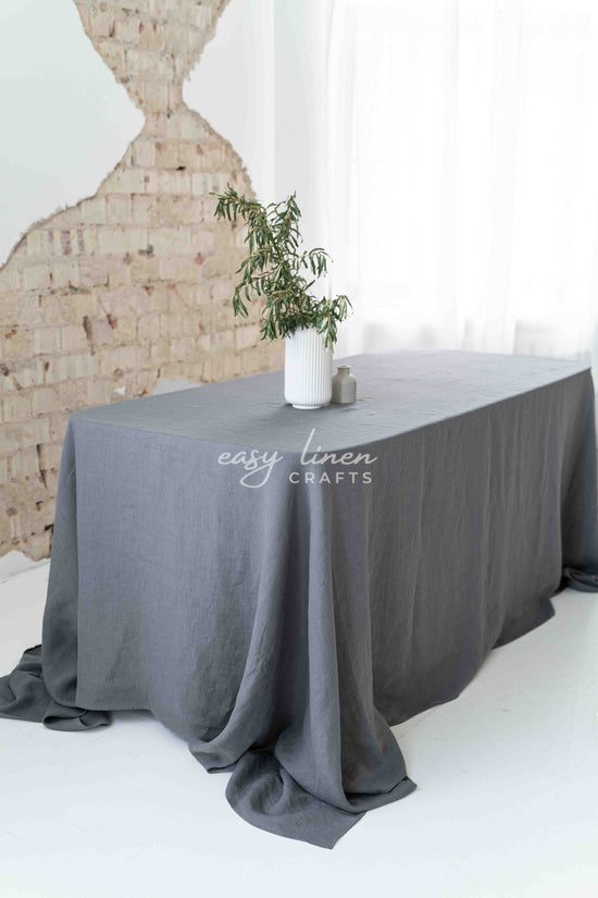 Linen tablecloth in Dark Gray color.