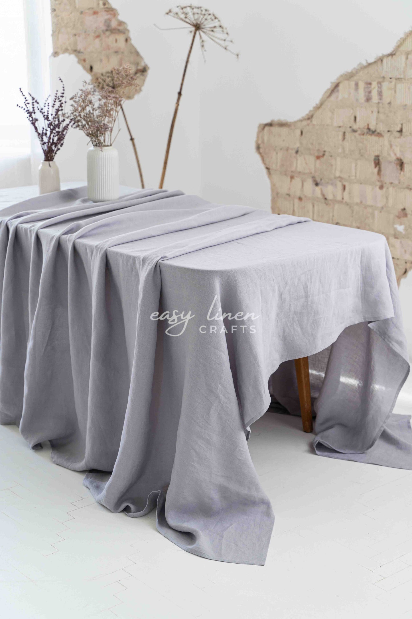 Linen tablecloth in Light Gray color