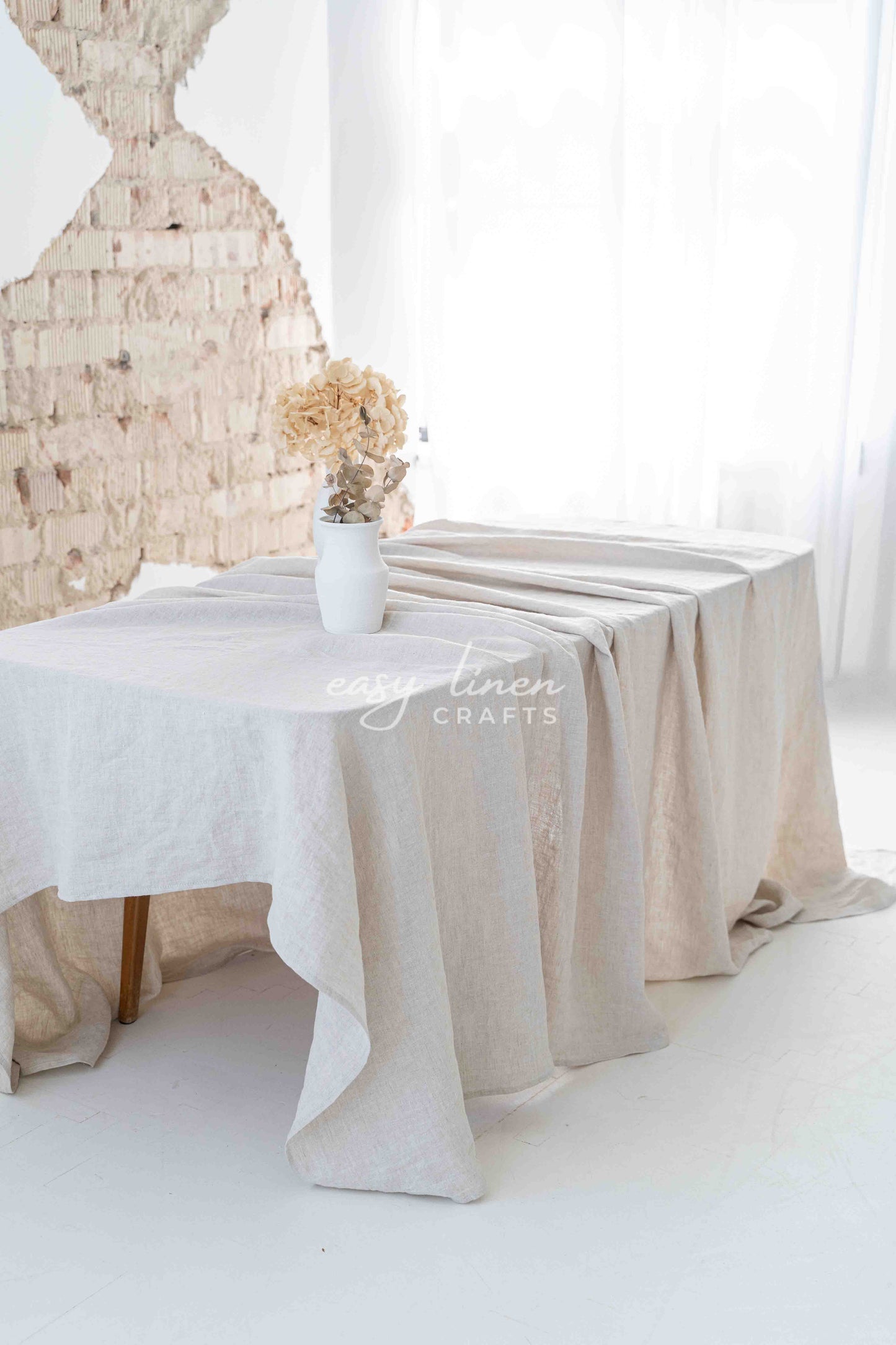 Linen tablecloth in Natural Light color