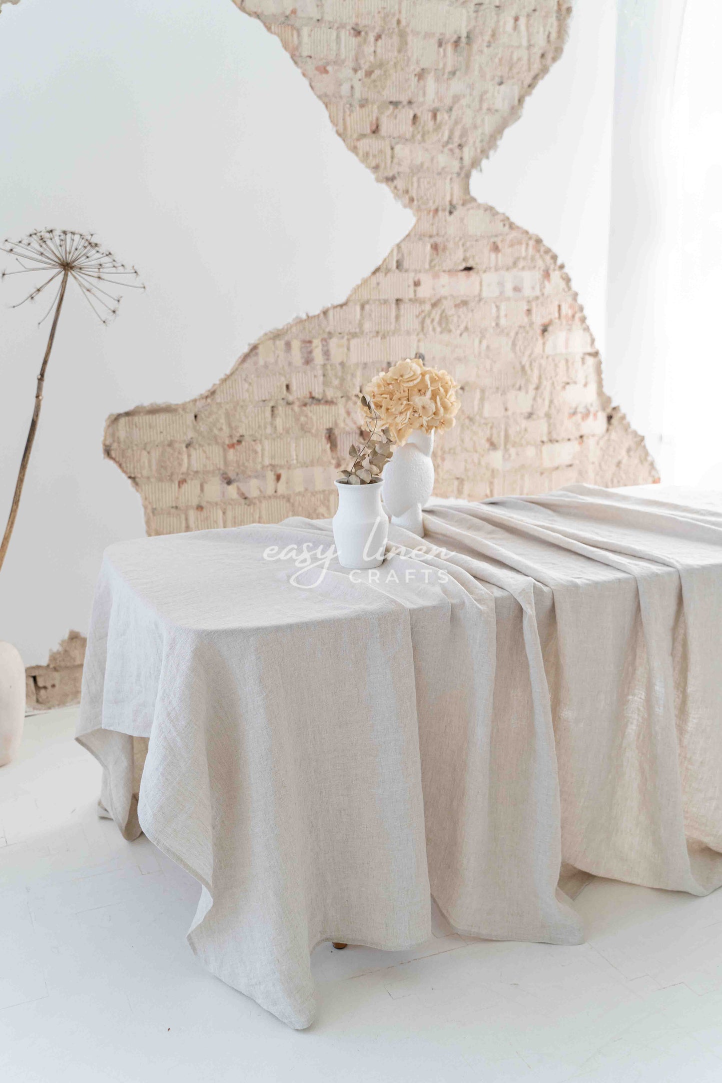 Linen tablecloth in Natural Light color