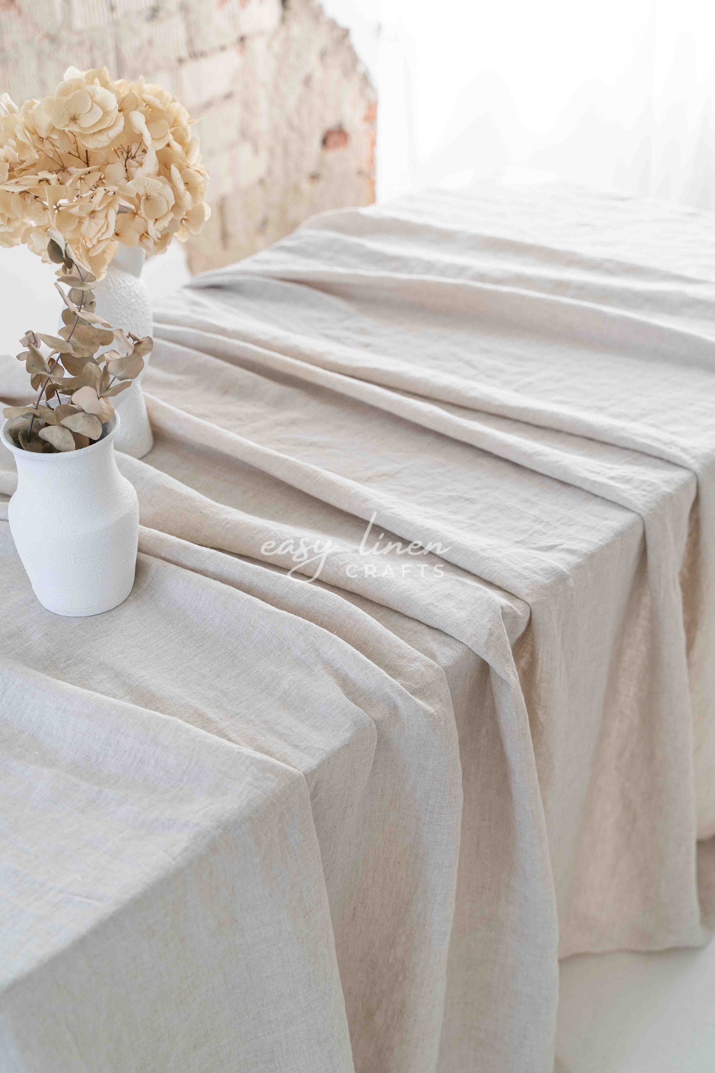 Linen tablecloth in Natural Light color
