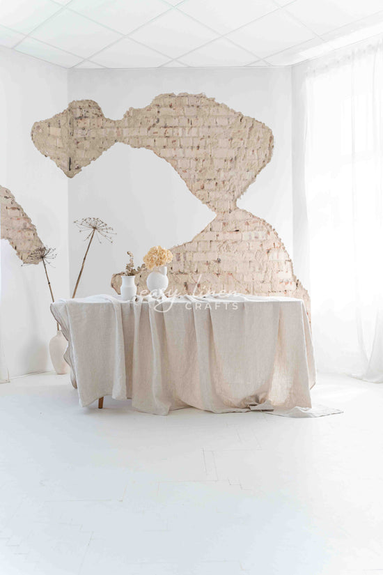 Linen tablecloth in Natural Light color