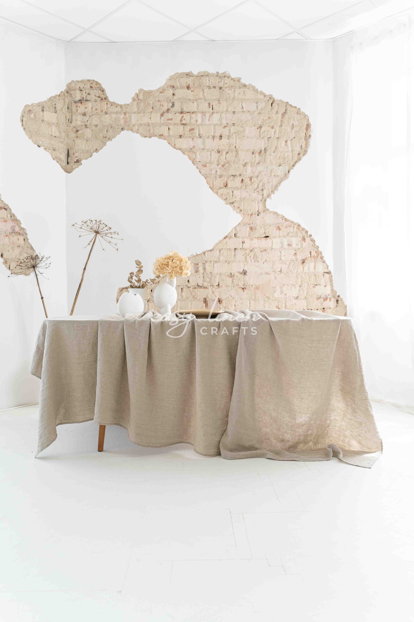Linen tablecloth in Natural color