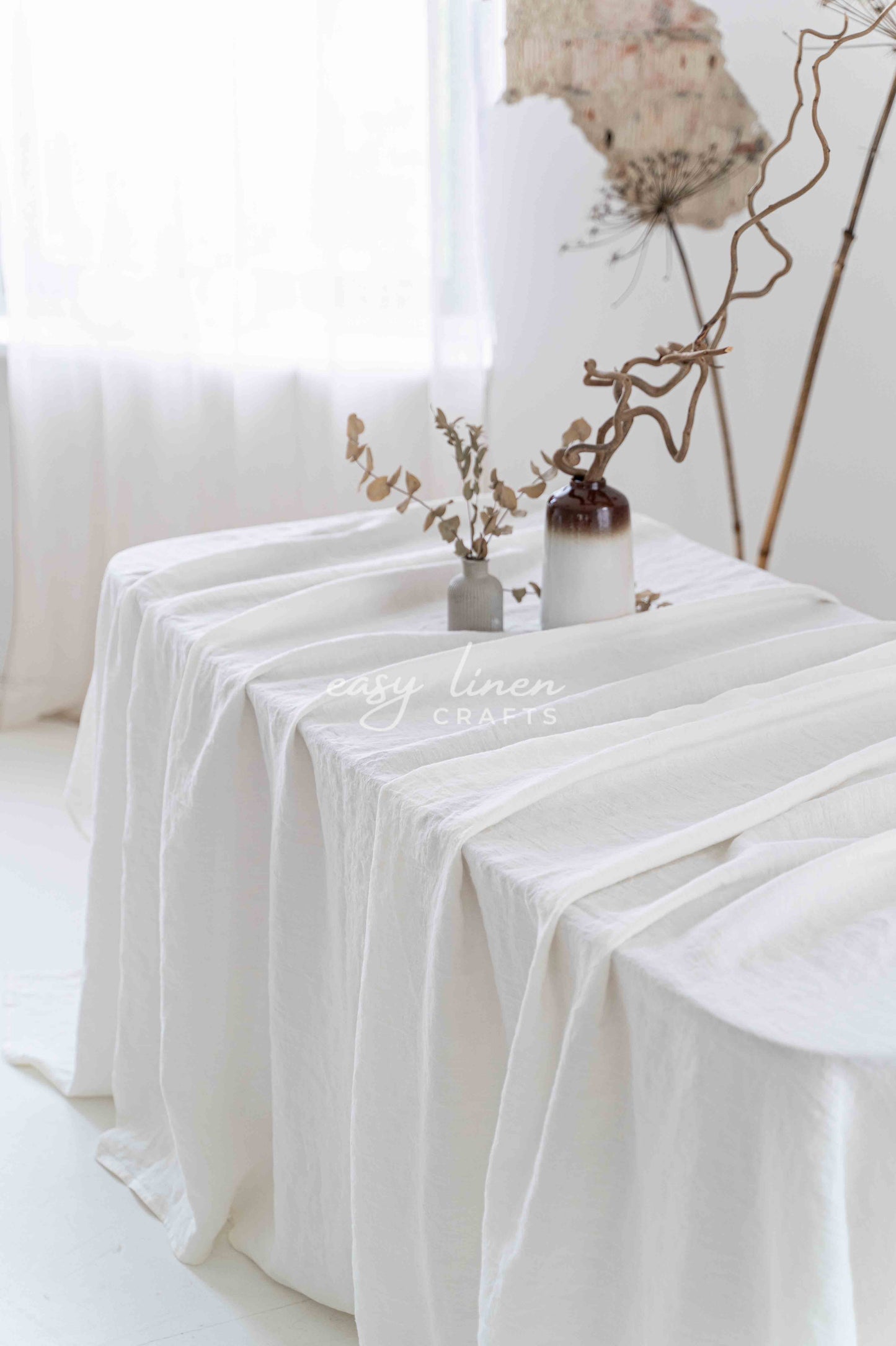 Linen tablecloth in Off White color. Custom sizes available