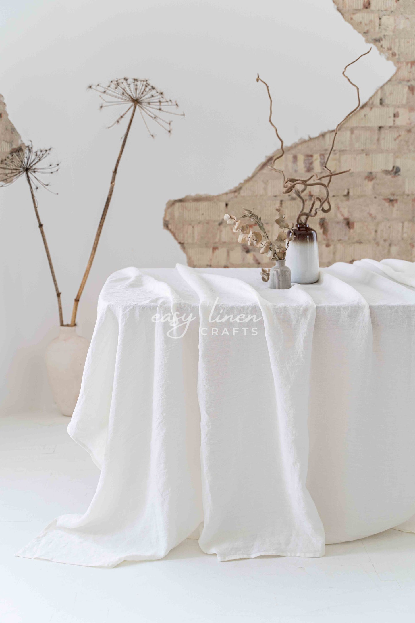 Linen tablecloth in Off White color. Custom sizes available