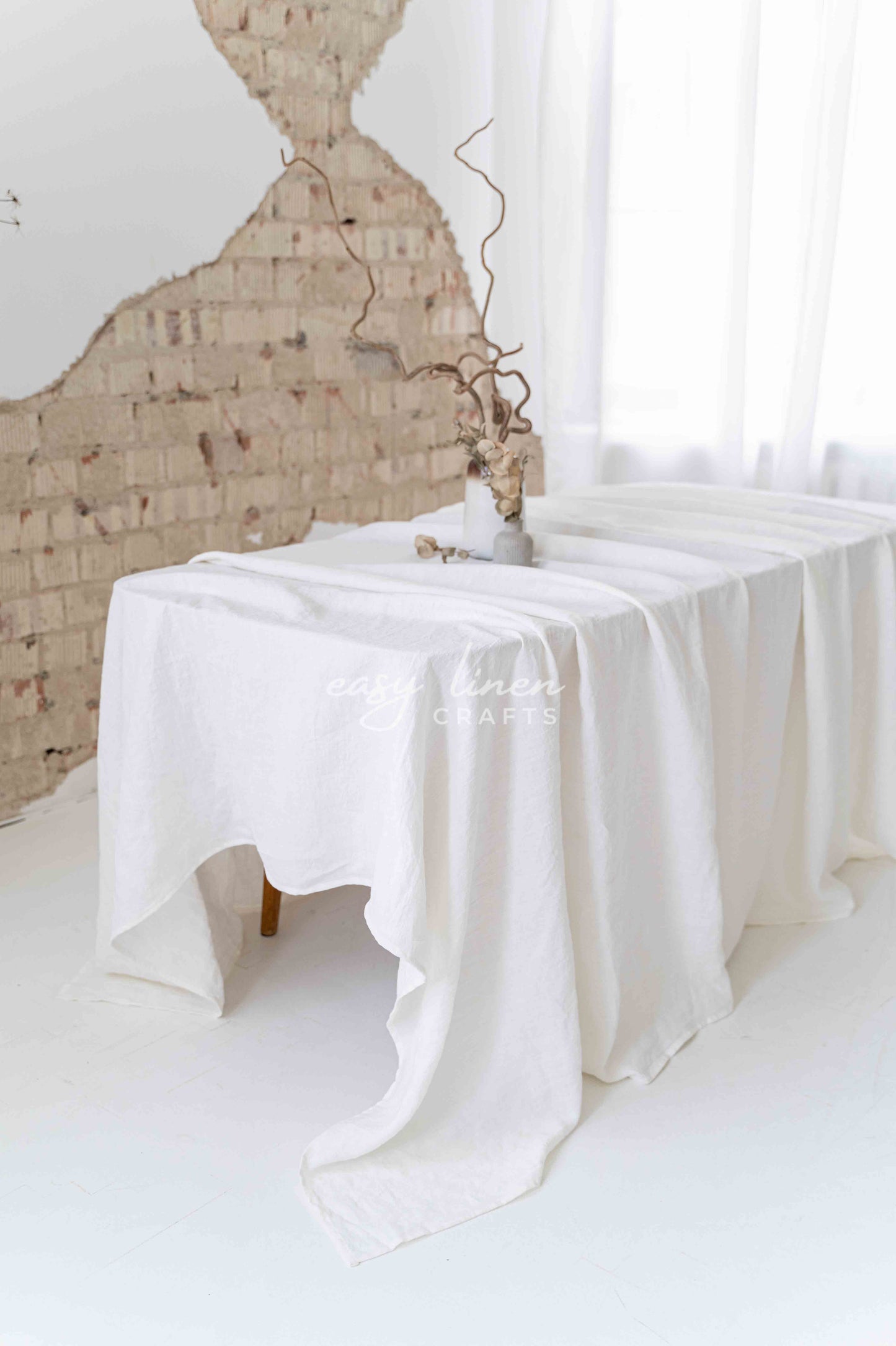 Linen tablecloth in Off White color. Custom sizes available