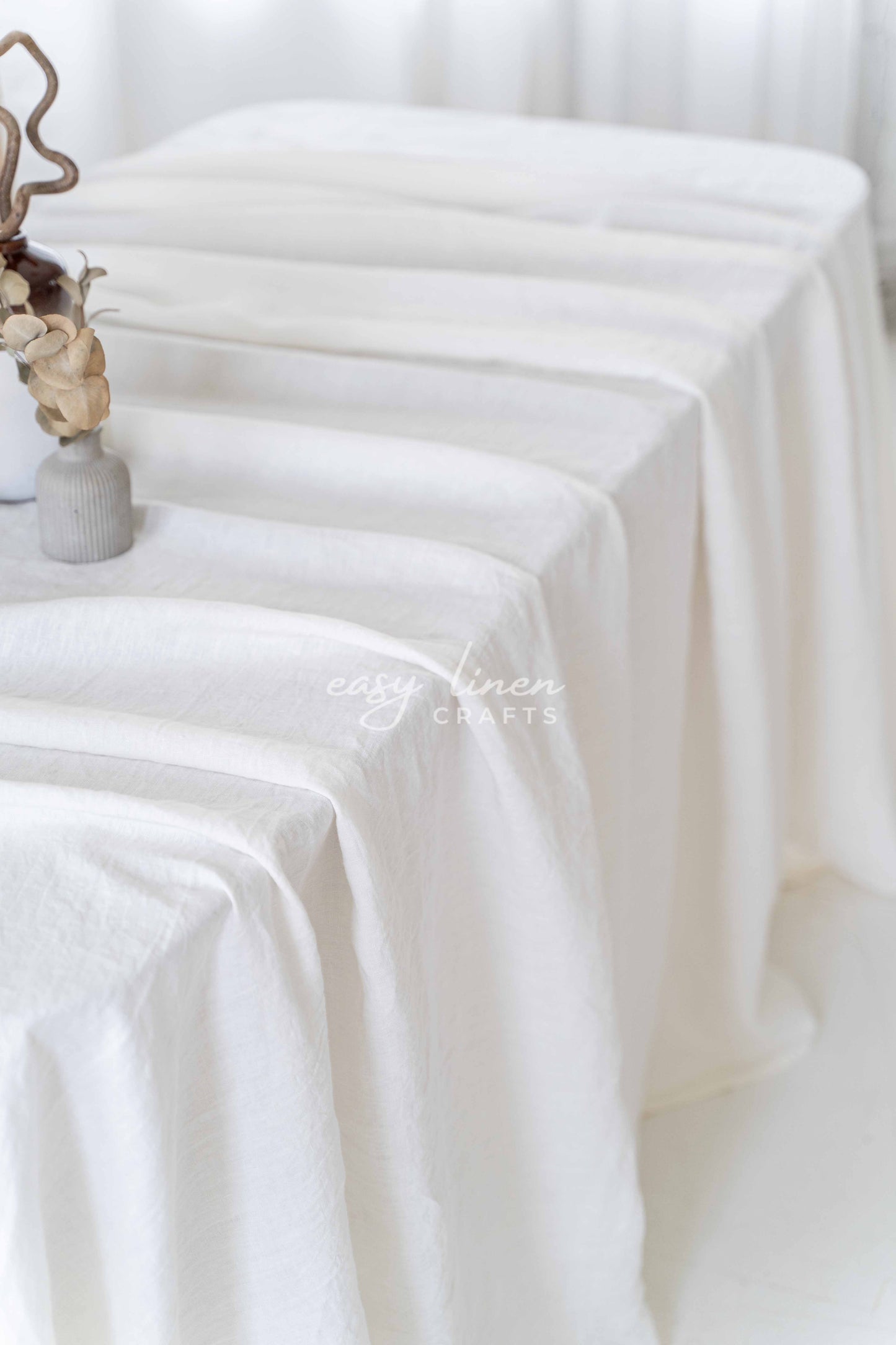Linen tablecloth in Off White color. Custom sizes available
