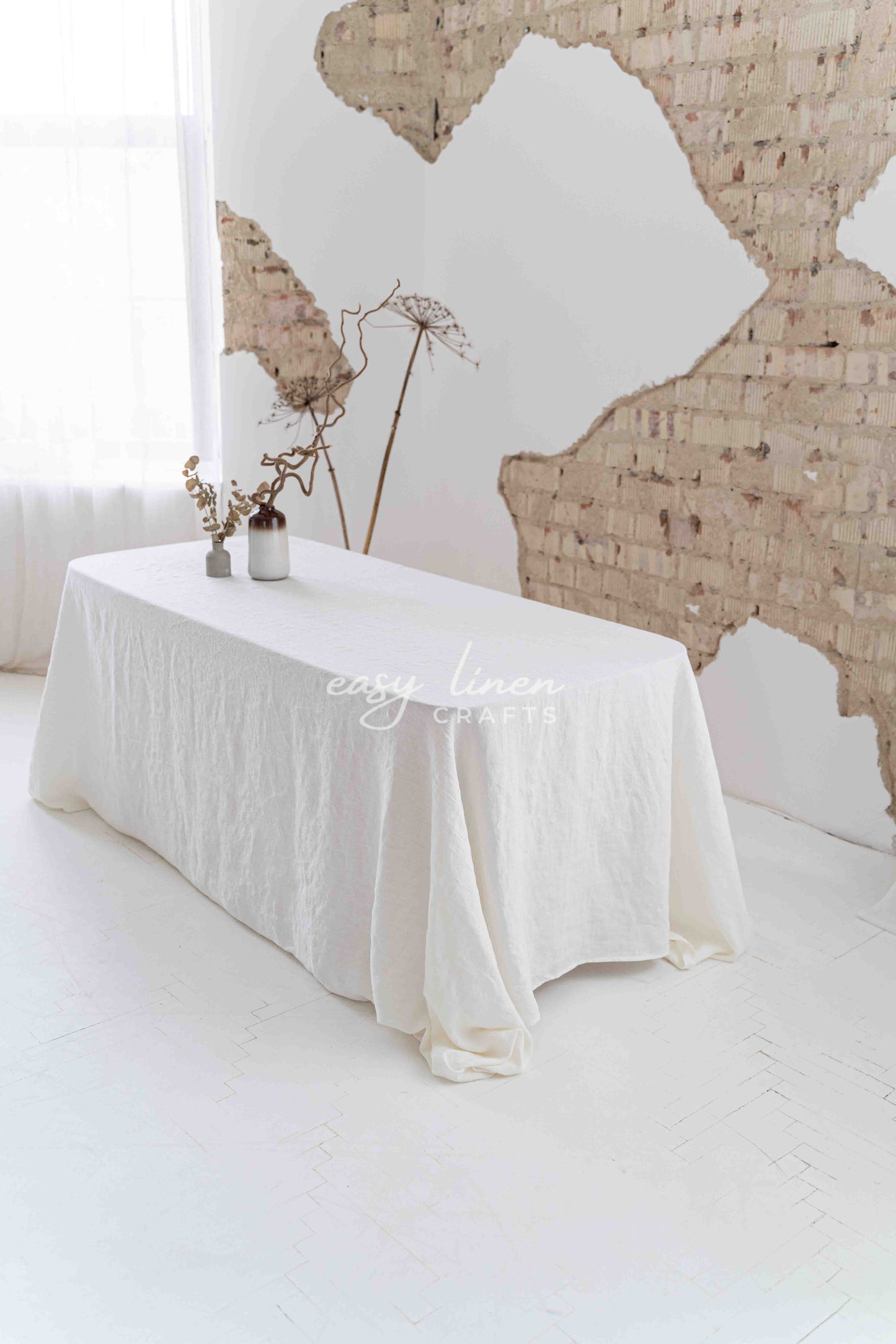 Linen tablecloth in Off White color. Custom sizes available