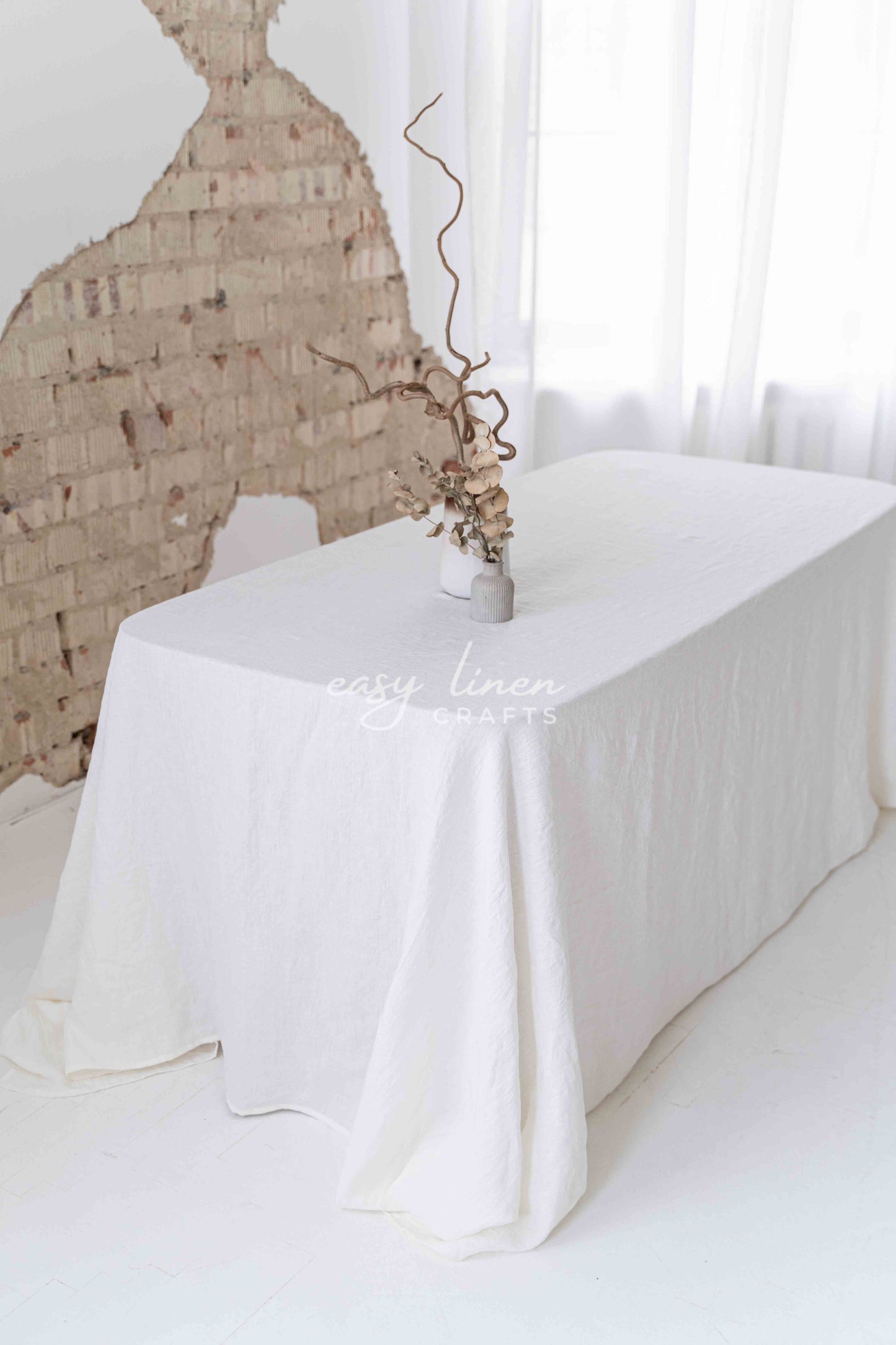 Linen tablecloth in Off White color. Custom sizes available