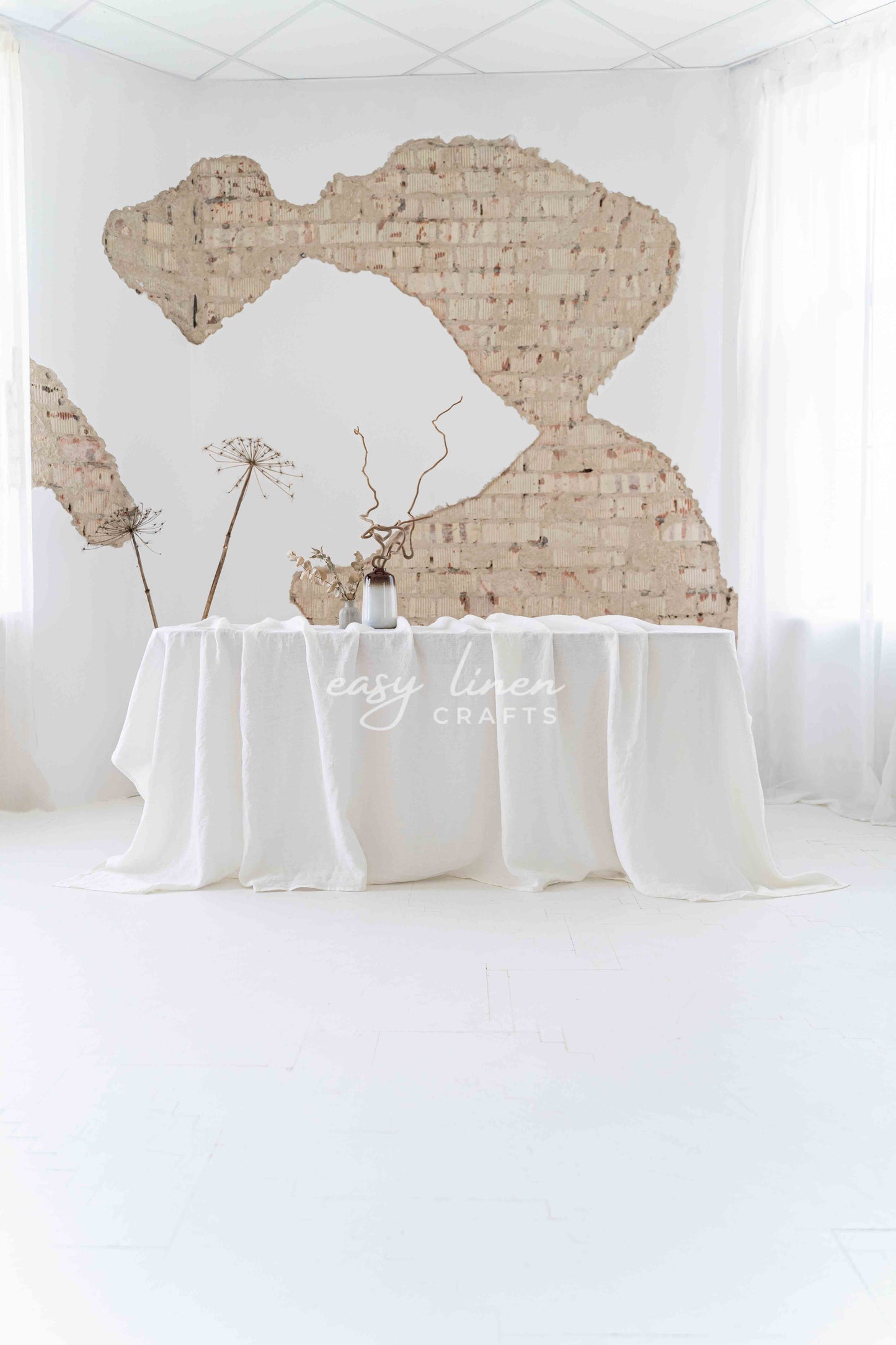 Linen tablecloth in Off White color. Custom sizes available