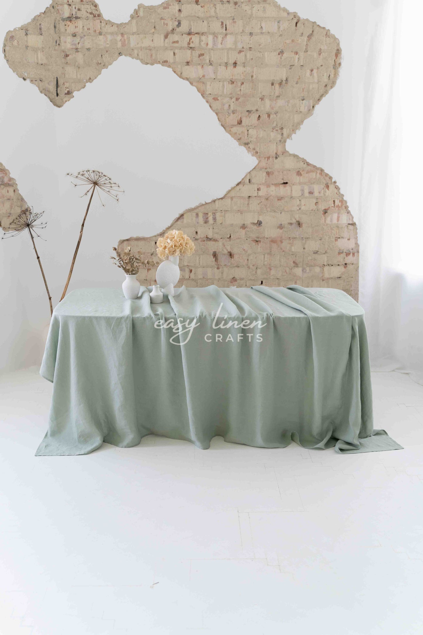 Linen tablecloth in Sage Green color