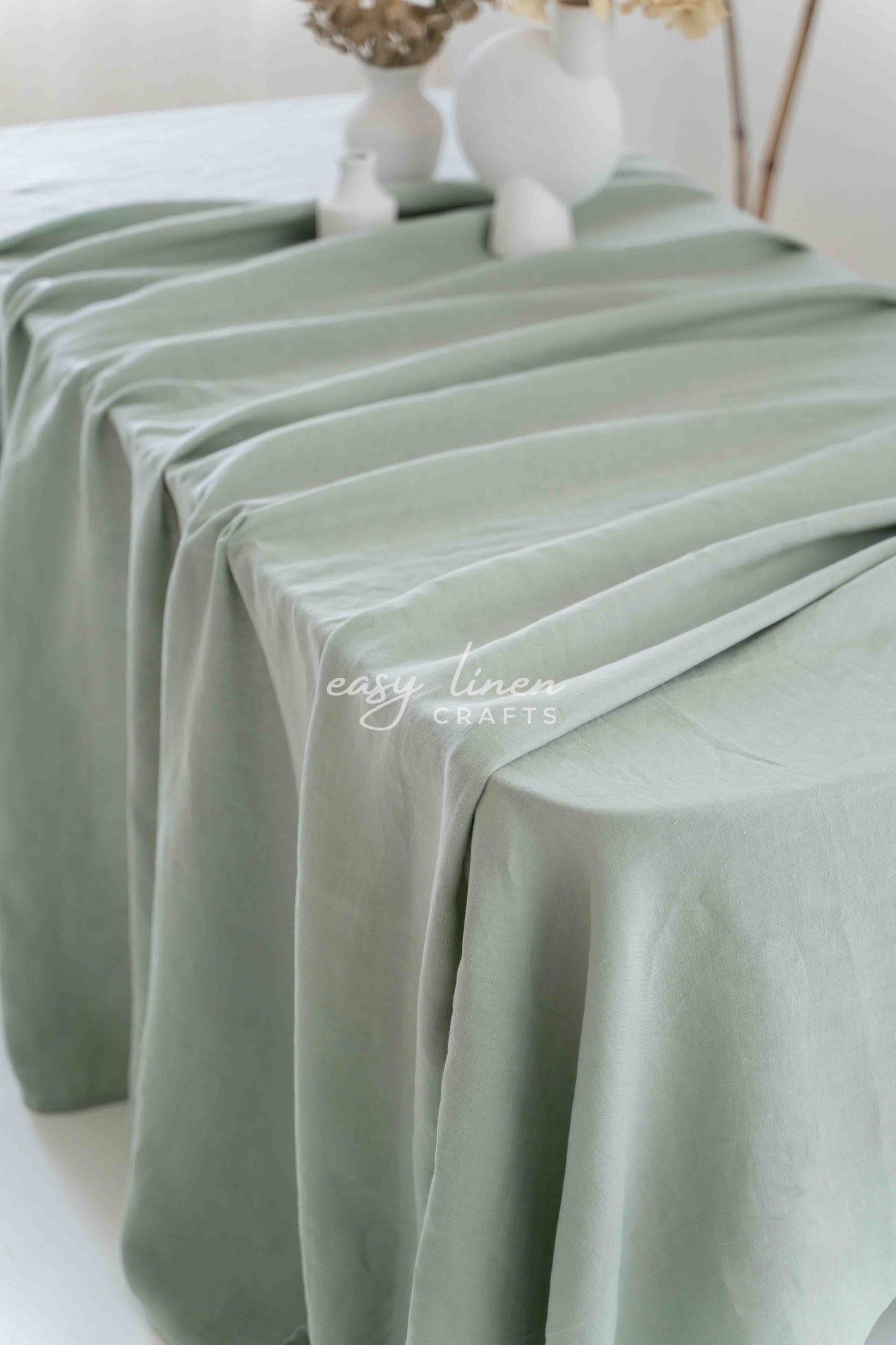 Linen tablecloth in Sage Green color