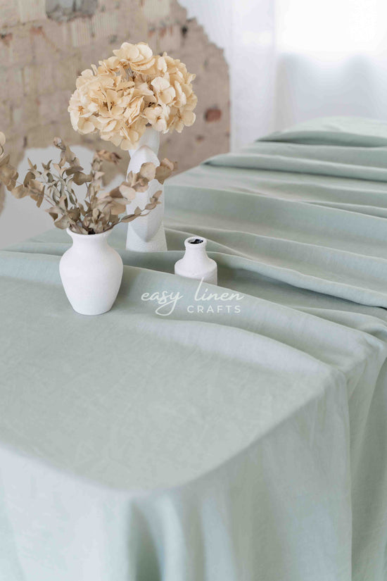 Linen tablecloth in Sage Green color