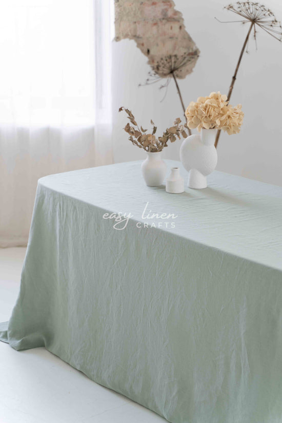 Linen tablecloth in Sage Green color