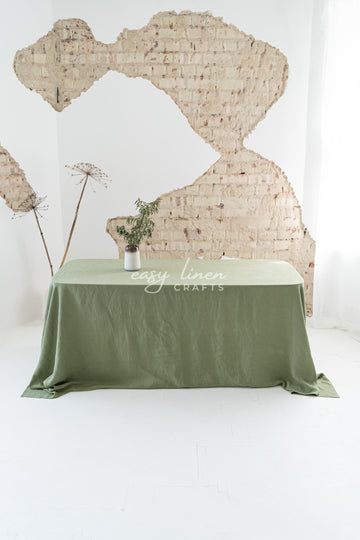 Linen tablecloth in Khaki Green color. Custom sizes available - Easy Linen Crafts