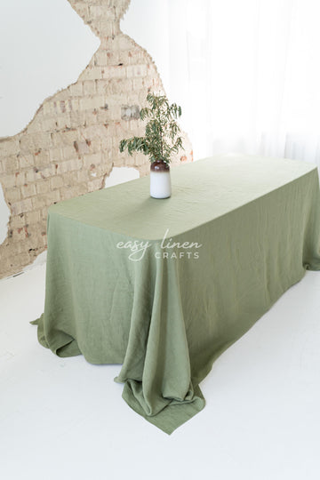 Linen tablecloth in Khaki Green color. Custom sizes available - Easy Linen Crafts