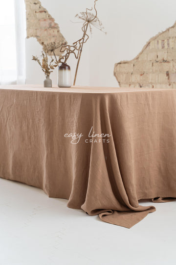 Linen tablecloth in Camel Brown color. Custom sizes available - Easy Linen Crafts