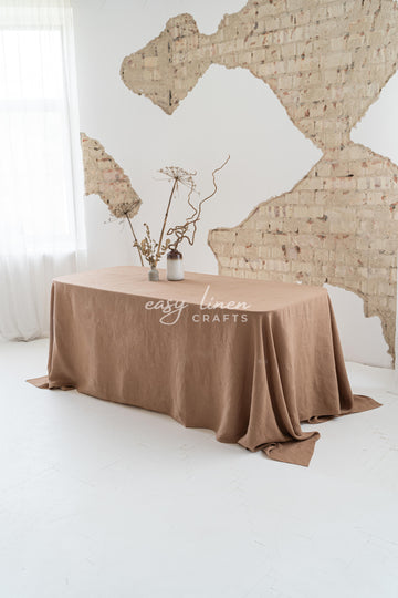 Linen tablecloth in Camel Brown color. Custom sizes available - Easy Linen Crafts