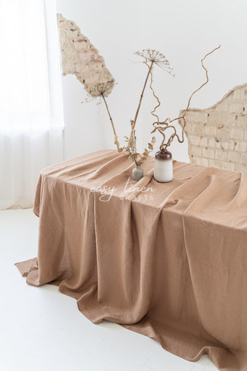 Linen tablecloth in Camel Brown color. Custom sizes available - Easy Linen Crafts