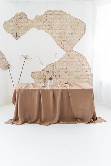 Linen tablecloth in Camel Brown color. Custom sizes available - Easy Linen Crafts