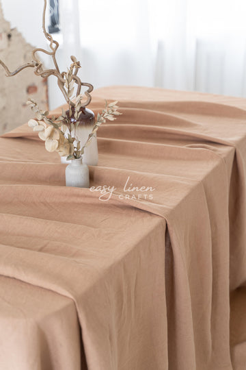 Linen tablecloth in Camel Brown color. Custom sizes available - Easy Linen Crafts