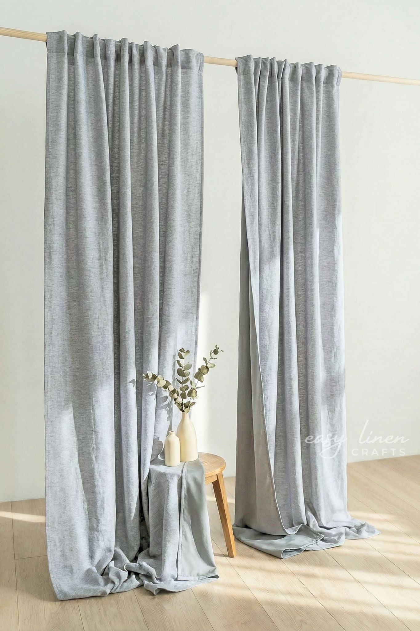 Linen Blackout Curtain in Melange Gray Color (1 Panel)