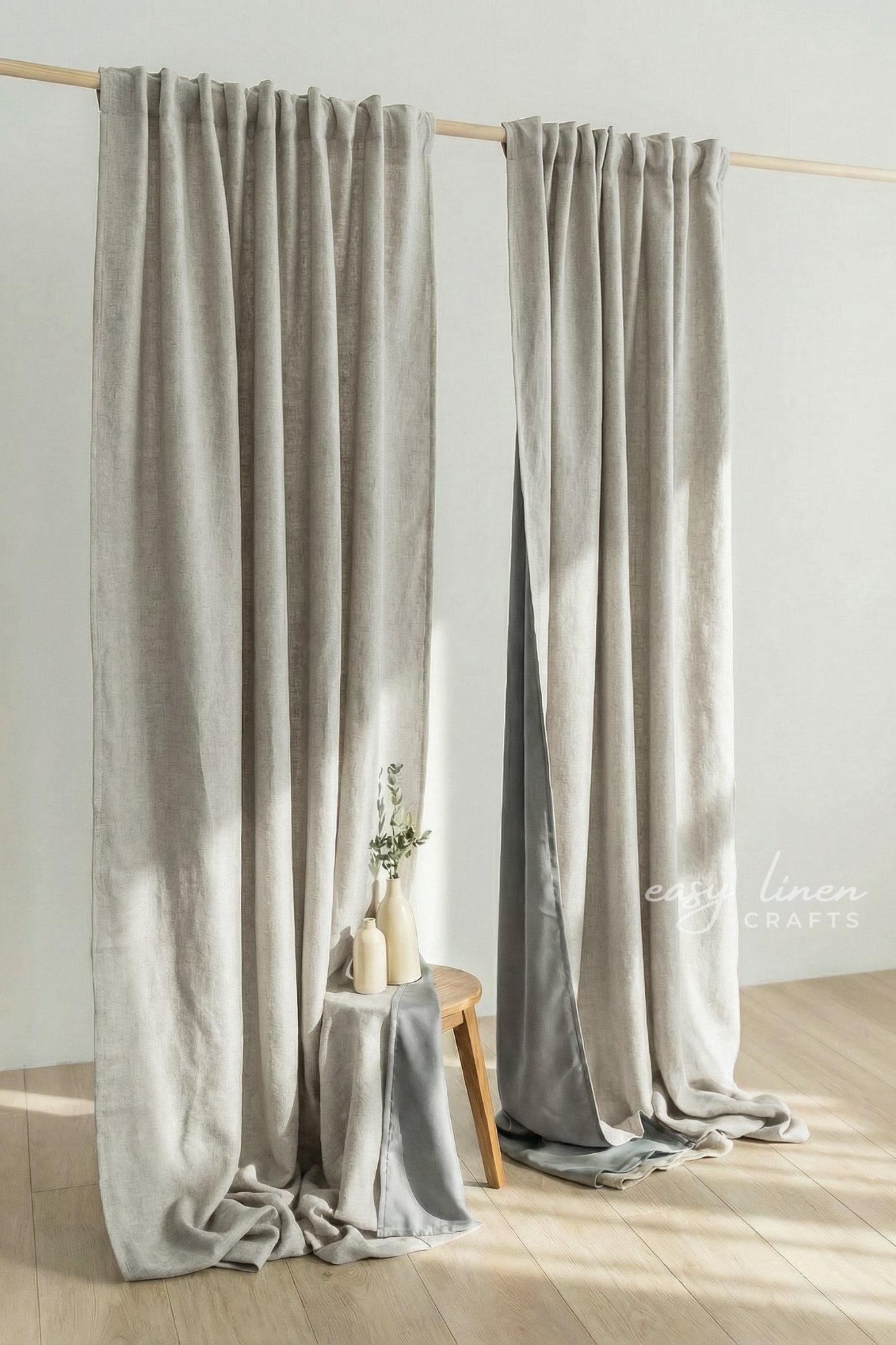 Linen Blackout Curtain in Natural Light Color (1 Panel)