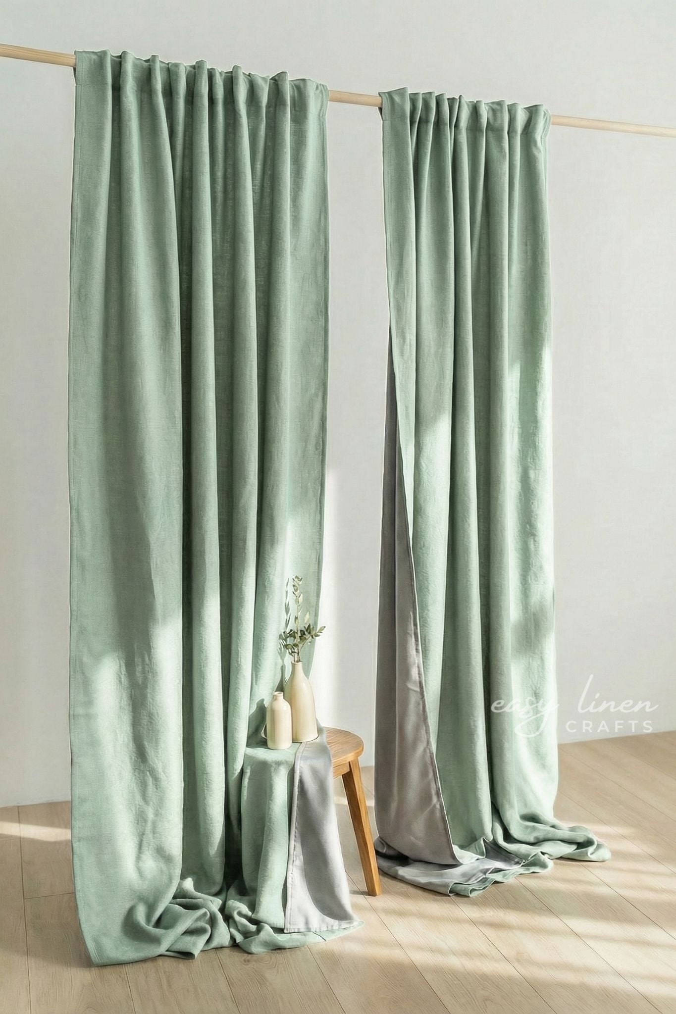 Linen Blackout Curtain in Sage Green Color (1 Panel)