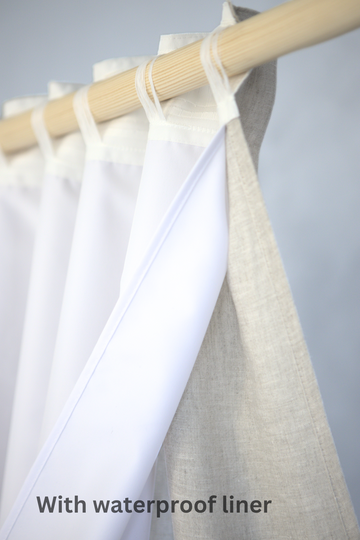 Linen shower curtain with waterproof liner in Light Grey color. Custom sizes available - Easy Linen Crafts