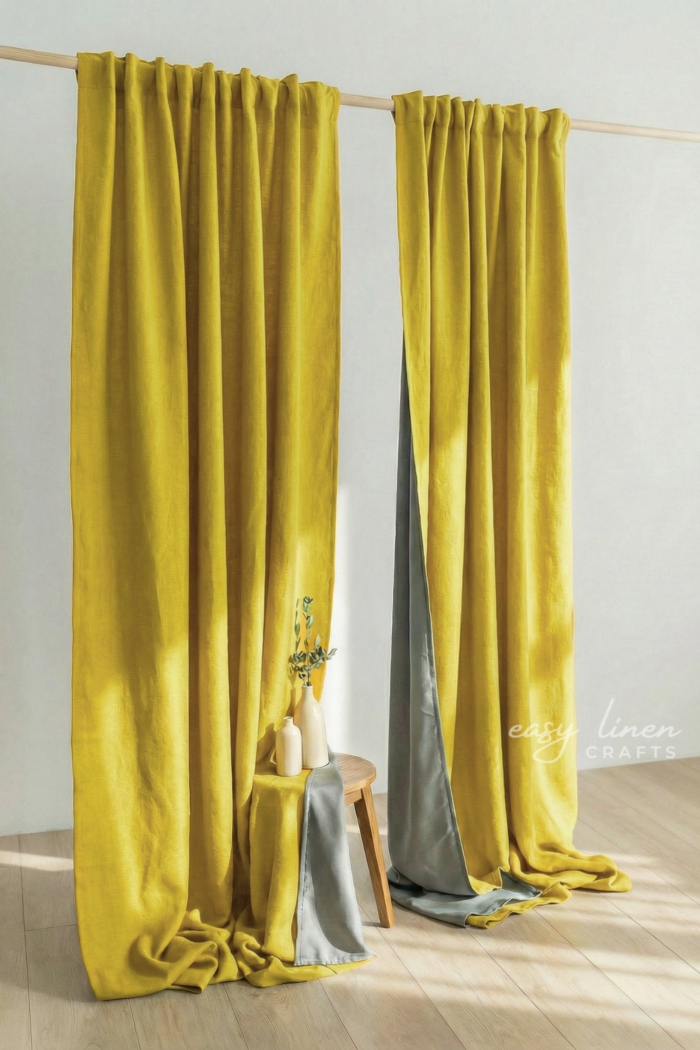 Linen Blackout Curtain in Yellow Color (1 Panel)