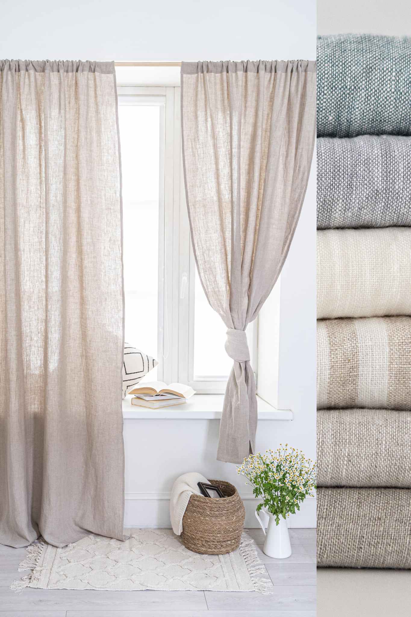 Set of 2 linen curtains with rod pocket (1 pair) - Easy Linen Crafts