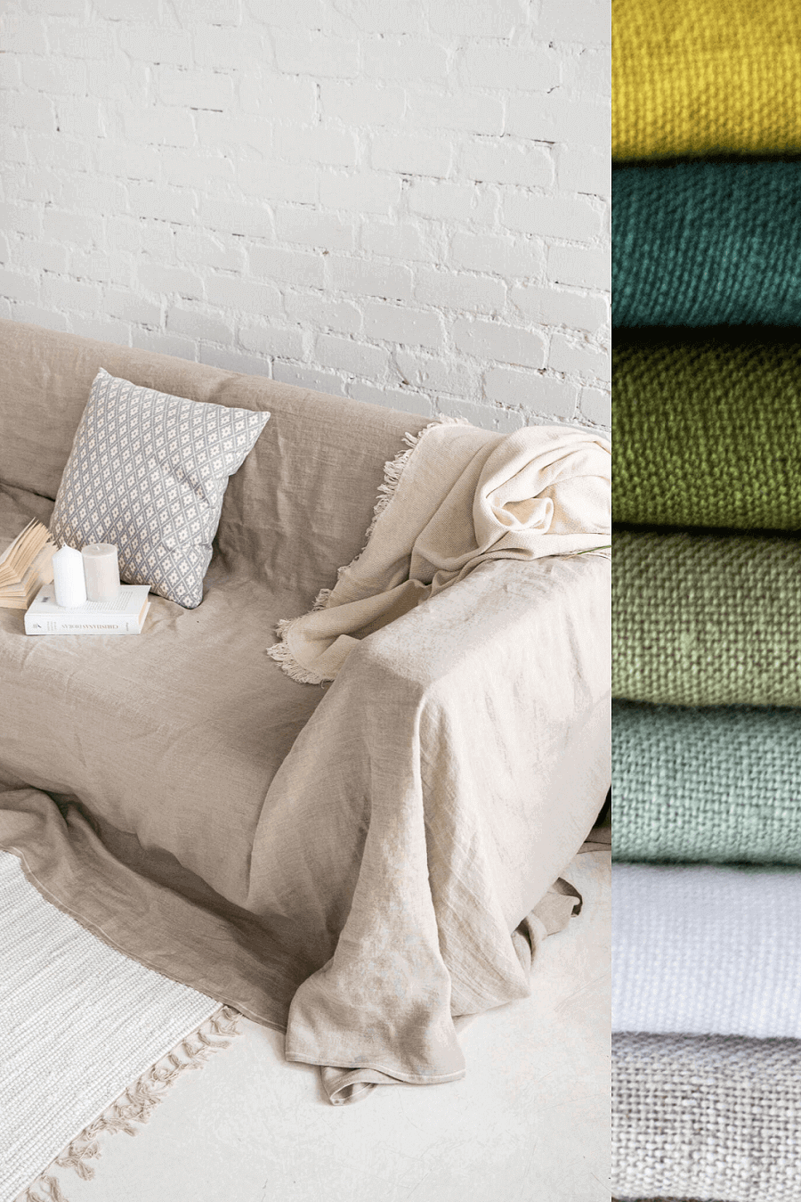 Linen sofa cover