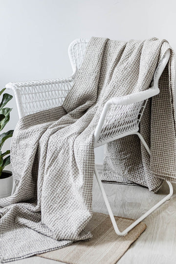 Waffle blanket throw in Natural color