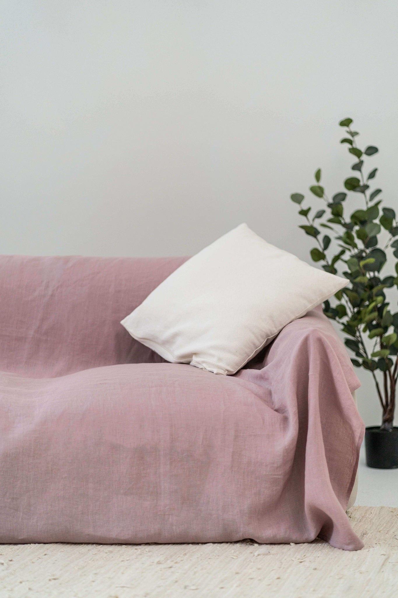 Dusty Rose linen couch cover